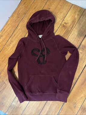 TNA aritzia Burgundy Pullover Hoodie with Beaded logo